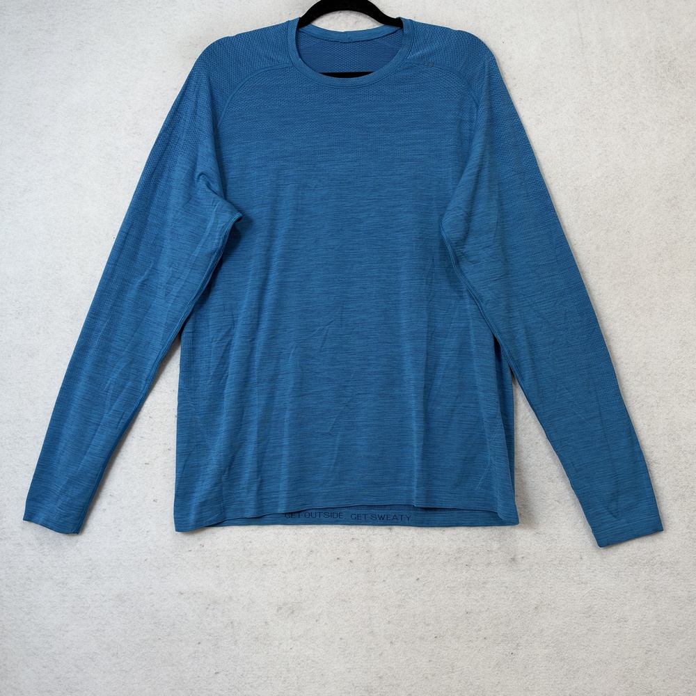 Lululemon Shirt Mens Large Blue Long Sleeve Crewneck Athletic Performance Top